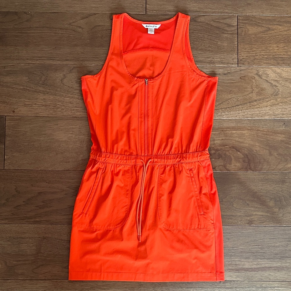 Athleta Expedition Dress, Hiking Dress, Flame Orange